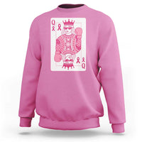 Breast Cancer Awareness Sweatshirt Queen Of Pink Ribbon Blackjack Cards Poker - Wonder Print Shop