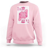 Breast Cancer Awareness Sweatshirt Queen Of Pink Ribbon Blackjack Cards Poker - Wonder Print Shop
