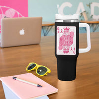 Breast Cancer Awareness Tumbler With Handle Queen Of Pink Ribbon Blackjack Cards Poker - Wonder Print Shop