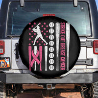 Baseball Breast Cancer Spare Tire Cover Pink Ribbon Strike Out Breast Cancer American Flag - Wonder Print Shop
