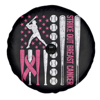 Baseball Breast Cancer Spare Tire Cover Pink Ribbon Strike Out Breast Cancer American Flag - Wonder Print Shop