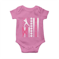 Baseball Breast Cancer Baby Onesie Pink Ribbon Strike Out Breast Cancer American Flag - Wonder Print Shop