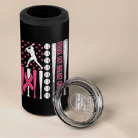 Baseball Breast Cancer 4 in 1 Can Cooler Tumbler Pink Ribbon Strike Out Breast Cancer American Flag - Wonder Print Shop