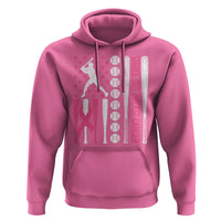 Baseball Breast Cancer Hoodie Pink Ribbon Strike Out Breast Cancer American Flag - Wonder Print Shop