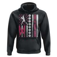 Baseball Breast Cancer Hoodie Pink Ribbon Strike Out Breast Cancer American Flag - Wonder Print Shop