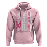 Baseball Breast Cancer Hoodie Pink Ribbon Strike Out Breast Cancer American Flag - Wonder Print Shop