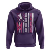 Baseball Breast Cancer Hoodie Pink Ribbon Strike Out Breast Cancer American Flag - Wonder Print Shop