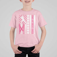 Baseball Breast Cancer T Shirt For Kid Pink Ribbon Strike Out Breast Cancer American Flag - Wonder Print Shop