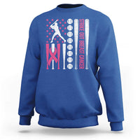 Baseball Breast Cancer Sweatshirt Pink Ribbon Strike Out Breast Cancer American Flag - Wonder Print Shop