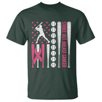 Baseball Breast Cancer T Shirt Pink Ribbon Strike Out Breast Cancer American Flag - Wonder Print Shop
