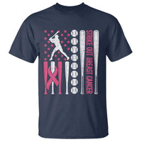 Baseball Breast Cancer T Shirt Pink Ribbon Strike Out Breast Cancer American Flag - Wonder Print Shop