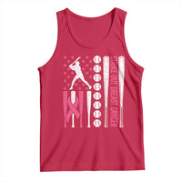 Baseball Breast Cancer Tank Top Pink Ribbon Strike Out Breast Cancer American Flag - Wonder Print Shop