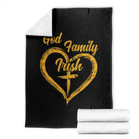 God Family Irish Throw Blanket Vintage Cross In Heart Christian Notre Dame Game Day - Wonder Print Shop