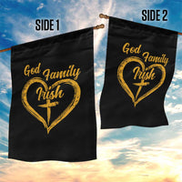 God Family Irish Garden Flag Vintage Cross In Heart Christian Notre Dame Game Day - Wonder Print Shop
