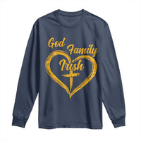 God Family Irish Long Sleeve Shirt Vintage Cross In Heart Christian Notre Dame Game Day - Wonder Print Shop