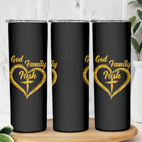 God Family Irish Skinny Tumbler Vintage Cross In Heart Christian Notre Dame Game Day - Wonder Print Shop