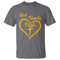 God Family Irish T Shirt Vintage Cross In Heart Christian Notre Dame Game Day - Wonder Print Shop
