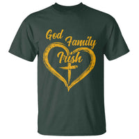 God Family Irish T Shirt Vintage Cross In Heart Christian Notre Dame Game Day - Wonder Print Shop