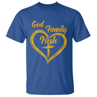 God Family Irish T Shirt Vintage Cross In Heart Christian Notre Dame Game Day - Wonder Print Shop