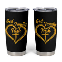 God Family Irish Tumbler Cup Vintage Cross In Heart Christian Notre Dame Game Day - Wonder Print Shop