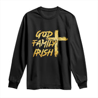 God Family Irish Long Sleeve Shirt Christian Faith Cross Notre Dame Game Day - Wonder Print Shop