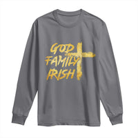 God Family Irish Long Sleeve Shirt Christian Faith Cross Notre Dame Game Day - Wonder Print Shop