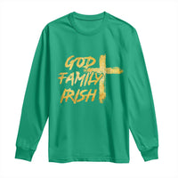 God Family Irish Long Sleeve Shirt Christian Faith Cross Notre Dame Game Day - Wonder Print Shop