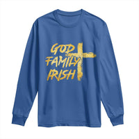 God Family Irish Long Sleeve Shirt Christian Faith Cross Notre Dame Game Day - Wonder Print Shop