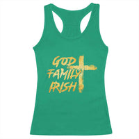 God Family Irish Racerback Tank Top Christian Faith Cross Notre Dame Game Day - Wonder Print Shop