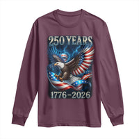 250 Years America Long Sleeve Shirt Eagle and Flag 250th Anniversary USA Patriotic 1776 2026 - Wonder Print Shop