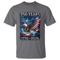 250 Years America T Shirt Eagle and Flag 250th Anniversary USA Patriotic 1776 2026 - Wonder Print Shop