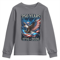 250 Years America Youth Sweatshirt Eagle and Flag 250th Anniversary USA Patriotic 1776 2026 - Wonder Print Shop