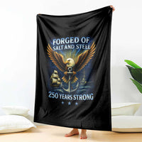 Navy Veteran 250th Anniversary Throw Blanket Forged of Salt and Steel US Naval Ships 250th Anniversary - Wonder Print Shop