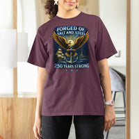 Navy Veteran 250th Anniversary T Shirt For Women Forged of Salt and Steel US Naval Ships 250th Anniversary - Wonder Print Shop