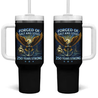 Navy Veteran 250th Anniversary Tumbler With Handle Forged of Salt and Steel US Naval Ships 250th Anniversary - Wonder Print Shop