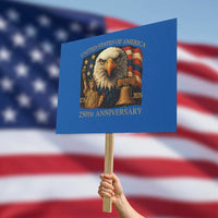US 250th Anniversary Protest Sign Retro Bald Eagle American Flag Patriotic Veterans - Wonder Print Shop