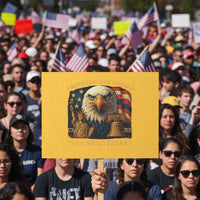 US 250th Anniversary Protest Sign Retro Bald Eagle American Flag Patriotic Veterans - Wonder Print Shop