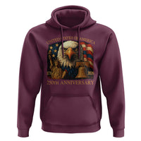 US 250th Anniversary Hoodie Retro Bald Eagle American Flag Patriotic Veterans - Wonder Print Shop