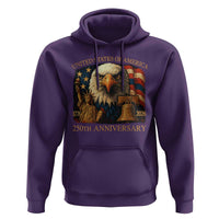 US 250th Anniversary Hoodie Retro Bald Eagle American Flag Patriotic Veterans - Wonder Print Shop