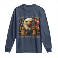 US 250th Anniversary Long Sleeve Shirt Retro Bald Eagle American Flag Patriotic Veterans - Wonder Print Shop