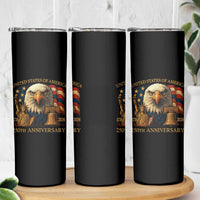 US 250th Anniversary Skinny Tumbler Retro Bald Eagle American Flag Patriotic Veterans - Wonder Print Shop