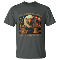 US 250th Anniversary T Shirt Retro Bald Eagle American Flag Patriotic Veterans - Wonder Print Shop