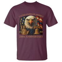 US 250th Anniversary T Shirt Retro Bald Eagle American Flag Patriotic Veterans - Wonder Print Shop
