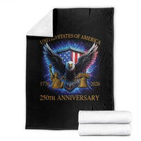 250 Years America Flag Throw Blanket Eagle 250th Anniversary USA Patriotic 1776 2026 - Wonder Print Shop
