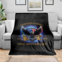 250 Years America Flag Throw Blanket Eagle 250th Anniversary USA Patriotic 1776 2026 - Wonder Print Shop