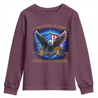 250 Years America Flag Youth Sweatshirt Eagle 250th Anniversary USA Patriotic 1776 2026 - Wonder Print Shop