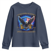 250 Years America Flag Youth Sweatshirt Eagle 250th Anniversary USA Patriotic 1776 2026 - Wonder Print Shop