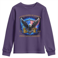 250 Years America Flag Youth Sweatshirt Eagle 250th Anniversary USA Patriotic 1776 2026 - Wonder Print Shop
