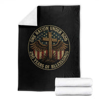 Blessings America 250 Years Throw Blanket One Nation Under God USA 250th Anniversary Patriotic Cross - Wonder Print Shop