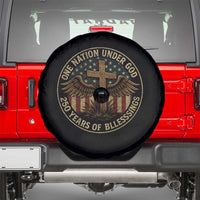 Blessings America 250 Years Spare Tire Cover One Nation Under God USA 250th Anniversary Patriotic Cross - Wonder Print Shop